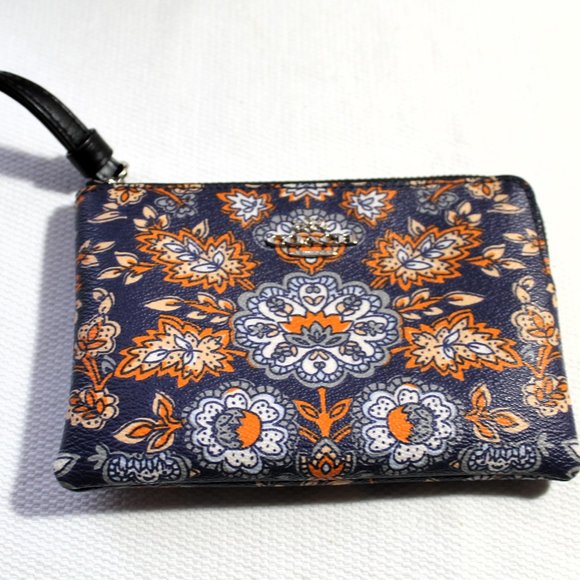 COACH Large Tote & Matching Wristlet, Blue/Orange Floral PVC, EUC - Picture 2 of 13